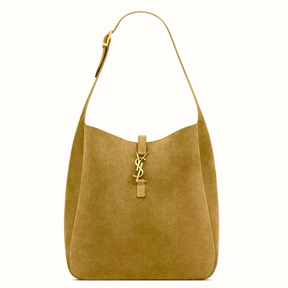 YSL Saint Laurent Le 5 a 7 Large Shoulder Bag Barley Green Suede - Picture 1 of 13